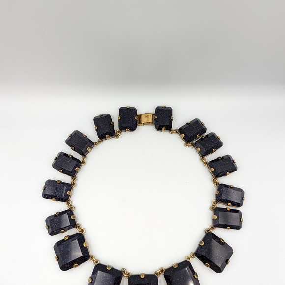 Huge Blue Goldstone Venetian Glass Haute Couture Runway RIVIERE NECKLACE - Picture 10 of 14